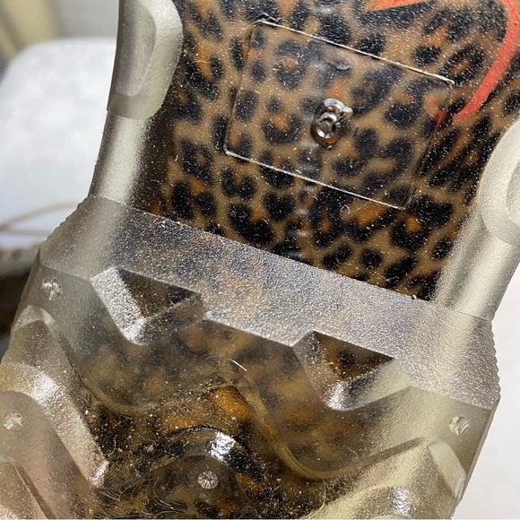 New Lucky Brand Rain Boots Lace Up Cheetah Leopard Animal Print Women’s 6 Rare - Picture 4 of 10